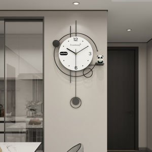 💥Dream Best🔥 Panda Wall Clock Living Room Modern Simple Atmospheric Creative Decorative Clock Mute Wall Clock 73*42cm