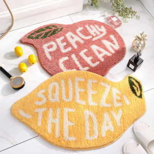 Lemon Bath Rug Bathroom Anti-Slip Floor Mat Carpet Absorbent Foot Mat Bathtub Rug Washable Bathroom Rug Mat Cute Cartoon Bath Mat Kids Bathroom Decor