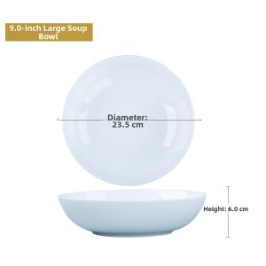 High-temperature White Porcelain Glazed Underglaze Ceramic Large Deep Soup Plate