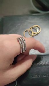 Hip Hop Stainless Steel Zircon Inlaid Multi-layer Stackable Rings for Women Non Tarnish Interlocked Ring Jewelry Wholesale