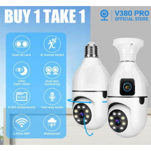 V380 PRO CCTV Camera Connect Cellphone Dual Camera CCTV Camera No Need Internet Outdoor WiFi Waterproof CCTV Security Camera Night Vision COD
