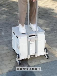 【READY STOCK】Foldable Grocery Shopping Cart with Stair Climbing Wheels – No Installation Needed Portable Hand-Pulled Trolley Basket for Home Use Lightweight & Durable