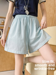 MiiOW | MiiOW Ice Silk Yamamoto Womens Shorts Summer Thin Style Casual High Waist Wide Leg Pants Quick Dry Slimming Small Size