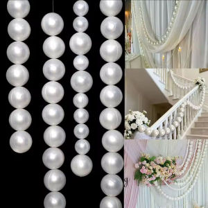YESPERY 5.5/8cm Large Pearl Garland Wedding Pearl Bead String Hanging Pendant for Bridal Wedding Party Home Background Decor