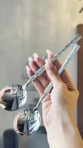 MO. 1Pc Stainless Steel Spoon Silver Creativity Long Handle Tablespoon Good Look Soup Scoop Tableware