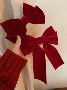 Red Velvet Hair Clip with Butterfly Knot Vintage French Style Top Clip New Fashion Headwear Hair Accessories Fresh out