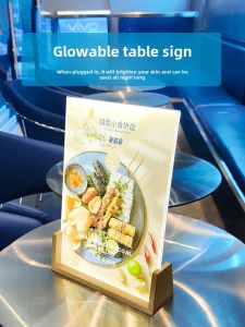 Luminous Menu Display Card Table Card Billboard Milk Tea Shop Countertop Desktop Acrylic Vertical Meal Card a Price List Display Stand Water Brand Billboard Food Price Tag Standee Reception Label