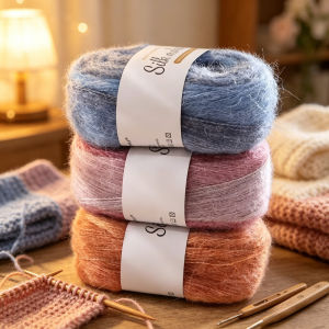 2 Balls Hand Dyed Mohair Yarn Gradient Wool Yarn DIY Knitted SweaterAccessory Bag Scarf Crochet ThreadSoft Non Shedding Hair