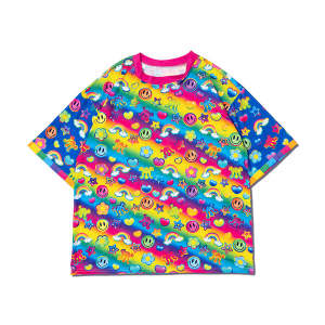 Rainbow Colorful Candy Series Limited Edition T-shirt All-over Print Oversized Top Girls Y2K Daily Street Style for Kids/Adults