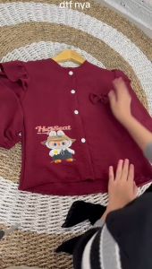 Baju Setelan Anak NESA KIDS 4-11 Tahun Sablon Dtf LABUBU Setelan Baju dan Rok Oneset Viral Lebaran