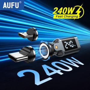 AUFU 9Pin Digital Display USB C to Type C Magnetic Adapter PD240W Fast Charging USB-C Female OTG Converter for Samsung Laptop