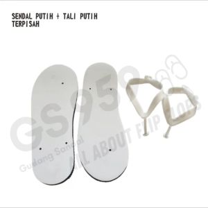 SENDAL JEPIT WARNA PUTIH & TALI PUTIH TERPISAH
