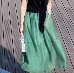 Trendy High-end Korean Style Short Sleeve Silk Blouse and Skirt Set