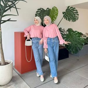 Sora Blouse Bahan Cotton Combad  - Atasan Wanita Murah Lengan Puffy