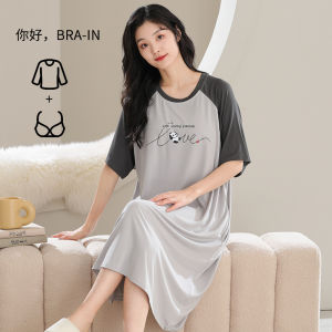 Cat Woman Summer Ice Silk Sleep Dress Thin Short Sleeve Home Clothes for Women MiiOW Brand Polyester Viscose Spandex Blend