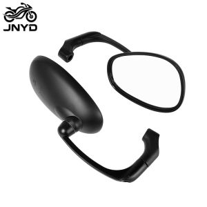 JNYD 8mm 10mm Universal Motorcycle Retro Oval Rearview Mirrors L-Bar Aluminum Side Mirror for Scooter Bicycle Motocross