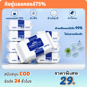 ทิชชู่แอลกอฮอล์ ทิชชู่เปียก ผ้าเช็ดทำความสะอาดผิว ไม่ระคายเคืองผิว พกพาง่าย ต้านเชื้อแบคทีเรีย 99% Alcohol wipes