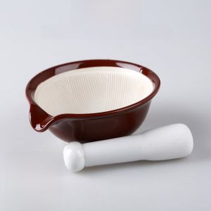 Japanese Style Ceramic Grinding Bowl with Grinding Rod Garlic Grinder Pepper Grinding Baby Supplementary Food Medicine Grinding Tool