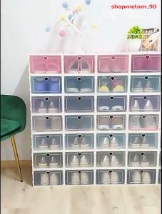 Combo 10 Hộp Đựng Giày Nắp Nhựa Cứng Nhiều Màu Lắp Ráp Thông Minh Tiện Lợi