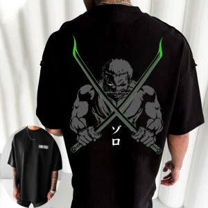 เสื้อยืดวันพีซผู้ชายลายโรโรโนอา โซโล อนิเมะคลาสสิก สำหรับฤดูร้อน/ฤดูใบไม้ร่วง เสื้อแขนสั้นเด็กผู้ชาย สวมใส่สบาย ชุดคู่พ่อแม่ลูก