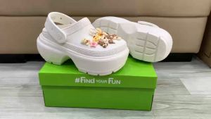 Giày sục crocs chuẩn xịn chống hôi chân nhựa tế bào êm mềm siêu bền đi mưa lội nước đi biển Crocs band Stomp đế cao 8cm màu trắng