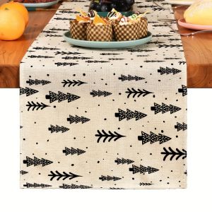 VIKAMA Nordic Minimalist Christmas Tree Table Runner - Phụ Kiện Trang Trí Quán Cà Phê Chất Liệu Polyester Chống Mài Mòn Dễ Dàng Chăm Sóc Cho Bàn Học Tại Nhà