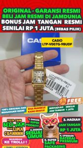 CASIO ORIGINAL - CASIO LTP-V007G-9BUDF - Women - Stainless Steel - Gold - Jamdunia / Jam dunia JD19ST # Jam Tangan Wanita Cewek Anti Air Watch + CASIO LTP-V007G-9B LTP V007G 9B LTP-V007G V 007 G LTPV007 LTP-V007 LTPV007G LTP-007 $ WR3 STS KC7 s002
