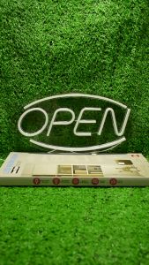 ป้ายไฟ LED "OPEN" สำหรับร้านขายอาหาร แบบเสียบปลั๊กไฟ แสงสีสันสดใส ตกแต่งร้านค้า