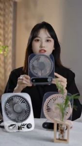 Portable High Speed Desktop Fan Air Circulation Desk Fan 3000mAh Ultra-Quiet Rechargeable Table Fan with Night Light Wall Hanging Fan with 199 Gears Strong Wind Adjustable Quiet Personal Small Fan with Night Light for Home School Office Travel Bedroom