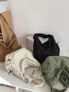 Túi Đeo Chéo Vải Canvas Dung Tích Lớn Phong Cách Lười Biếng Thường Ngày Cho Nam Nữ Đi Làm Bằng Vải Cotton Mềm Có Khóa Kéo