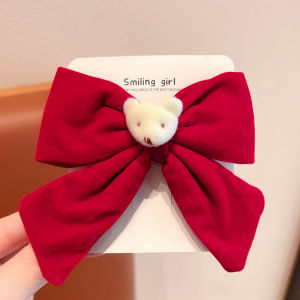 New Year Childrens Butterfly Knot Hair Clip Girls Red Celebration Hair Accessories Baby New Year Crown Headwear Princess Style