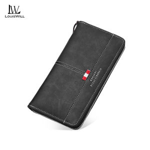 LouisWill Mens Short/Long Wallet Soft PU Wallet Multi-Functional Wallet Retro Large Capacity Purse Multi-Card Position ID Credit Cards Holders Coin Bag Phone Bag Business Wallets Long Zipper Wallet