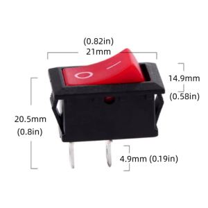 10pcs KCD1 2 pin Red Rocker Switch SPST 2 Position 250V 6A 125V 10A Boat Shaped Rocker Switch for auto Household appliances DIY