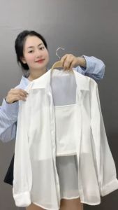 SET 3 Món Bigsize Nữ Đi Biển Áo Sơ Mi Voan Kèm Quần Đùi Sành Điệu Mặc Mát Cho Nàng Chubby SET967