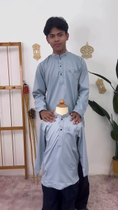 Brand Sempurna Kurta Raya Warna Grey Modern Slim Fit Cotton Sedondon Baju Raya - ( D023K ) / KD