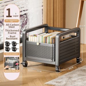 B&W | Moveable Book and Backpack Organizer Storage Cabinet Under Desk