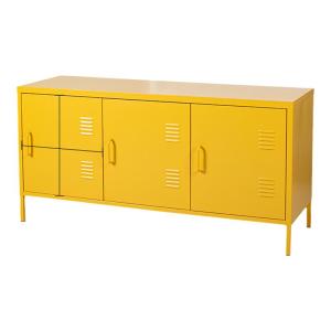 NORCHAIR Nordic Style Iron Art Dining Room Sideboard Bedroom Storage Cabinet Living Room Decor Small Cabinet Creamy Tone