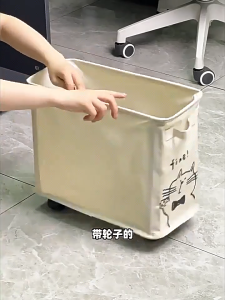 OutingSG-Foldable Storage Basket with Universal Wheels Household Oxford Cloth Dirty Laundry Basket