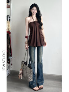 Low Waist Bell Bottom Jeans Womens Slim Fit Floor Length Horse Hoof Pants American Style Summer New Fashion Casual Jeans