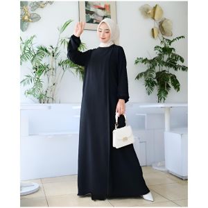 Gamis Kondangan Polos Terbaru Wanita Remaja Muslim Maryam Dress Ukuran Jumbo Bahan Kain Crinkle Airlow Ld 130
