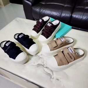 Dép Canvas Mũi Tròn Quai Dán Thể Thao Miu Miu XZL-305 Size 36-40