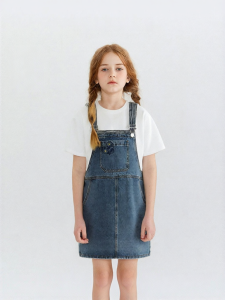 Fashion Retro Simple Plain Childrens Denim Dress