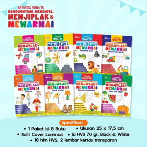 ISKA MEDIA [DAPAT 8] Buku Aktivitas PAUD/TK Lengkap Menggunting Menempel Menjiplak dan Mewarnai