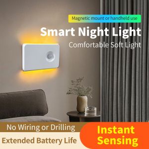 LED Intelligent Sensor Night Light Wireless USB Charging Motion Sensor Wall Light for Bedroom Corridor Cabinet Lighting