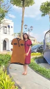 Daster Sivali Kancing Ld 120cm Pj 125cm Lengan Pendek Piyama Crinkle Airflow Dress Tidur Busui