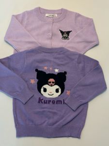 Áo Len Cardigan Dệt Kim Tay Dài Màu Tím Cho Bé Gái Mùa Hè 2025 Áo Khoác Ngoài Mỏng Hoạt Hình Cho Trẻ Em Áo Khoác Lạnh