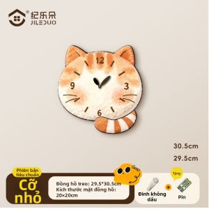 JILEDUO | Đồng Hồ Tường Im Lặng Dễ Thương Hình Mèo