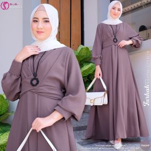 Baju Gamis Wanita Kekinian Farhah Dress Bahan Airflow Fashion Remaja Modern