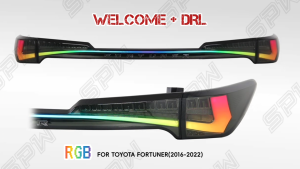 Toyota Fortuner (2016-2025) RGB Rainbow Tail Lamp Tail Light Trunk LED Rear Garnish DRL Daytime Running Signal Brake Light Dynamic 2016 2017 2018 2019 2020 2021 2022 2023 2024 2025