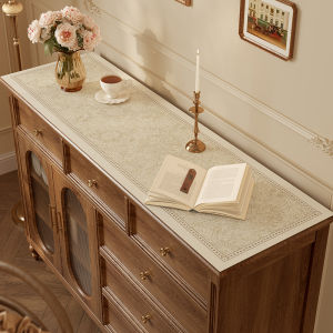 Luxurious French Style Leather Dining Table Mat TV Cabinet Makeup Pad Waterproof Long Strip Vanity Desk Pad Vanju Attitude Meya